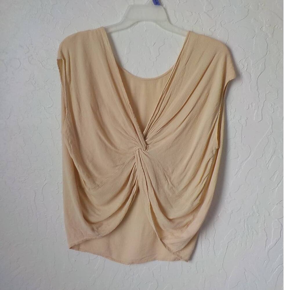 Eden in Love Beige Back Twist Knot Top Pullover Sleeveless Rayon Women sz Large